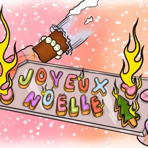 des biscuits en forme de lettre sortant du four épellent "joyeux noëlle"